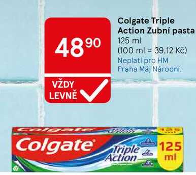 Colgate Triple Action Zubní pasta, 125 ml Tesco