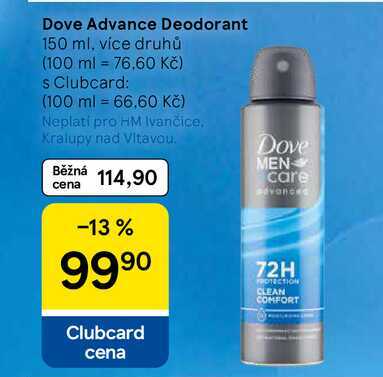 Dove Advance Deodorant, 150 ml, více druhů Tesco