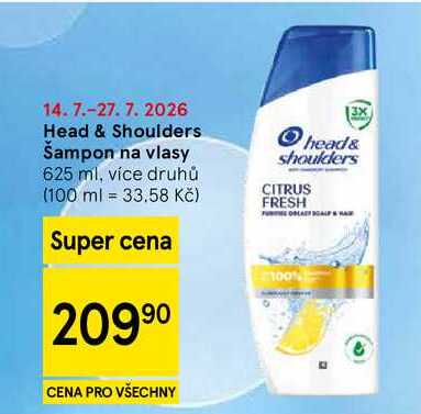 Head & Shoulders Šampon na vlasy, 625 ml, více druhů Tesco