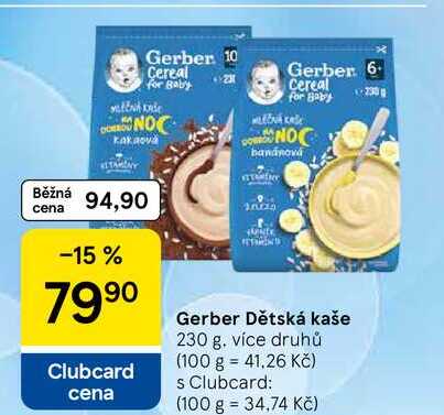 Gerber Dětská kaše, 230 g, více druhů Tesco