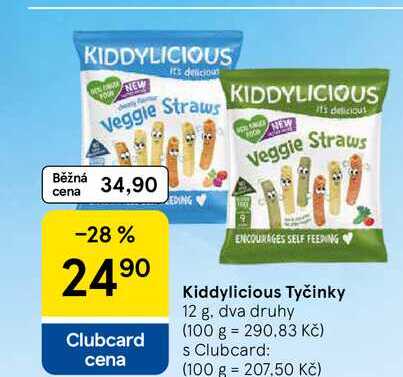 Kiddylicious Tyčinky, 12 g Tesco