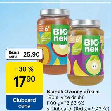 Bionek Ovocný příkrm, 190 g Tesco