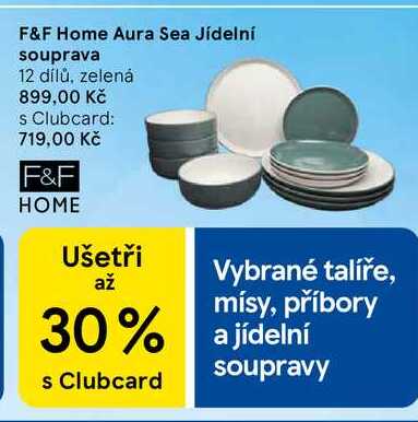 F&F Home Aura Sea Jídelní souprava, 12 dílů, zelená