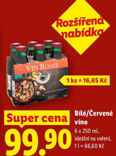 Bílé/Červené víno, 6 x 250 ml