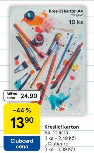 Kreslici karton, A4, 10 listů