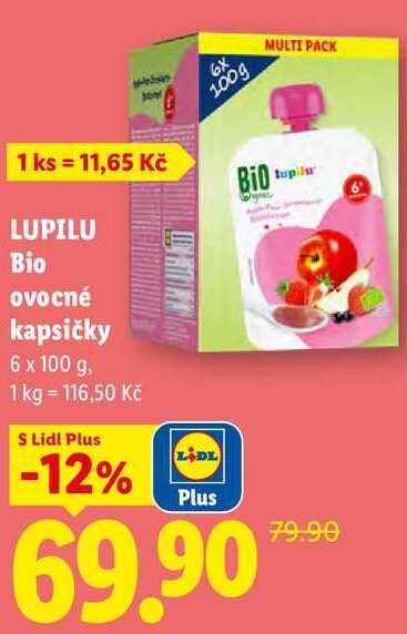 LUPILU Bio ovocné kapsičky, 6x 100 g Lidl