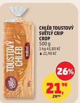 CHLÉB TOUSTOVÝ SVĚTLÝ CRIP CROP, 500 g