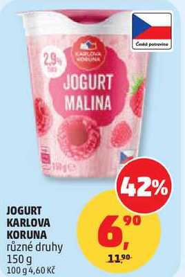 JOGURT KARLOVA KORUNA různé druhy, 150 g 