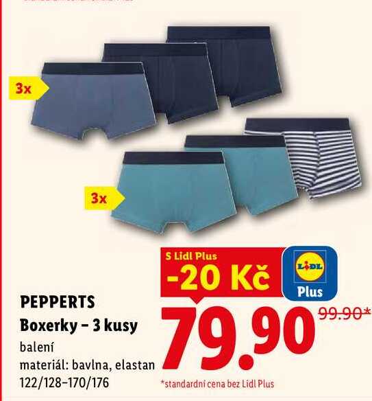 PEPPERTS Boxerky - 3 kusy Lidl