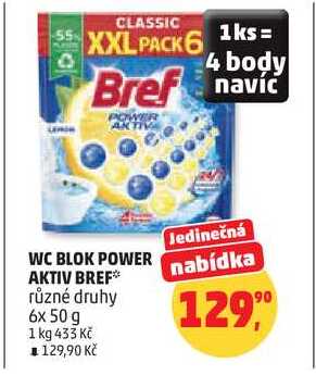 WC BLOK POWER AKTIV BREF různé druhy, 6x 50 g Penny Market