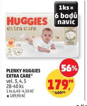 PLENKY HUGGIES EXTRA CARE vel. 3,4,5 28-40 ks Penny Market