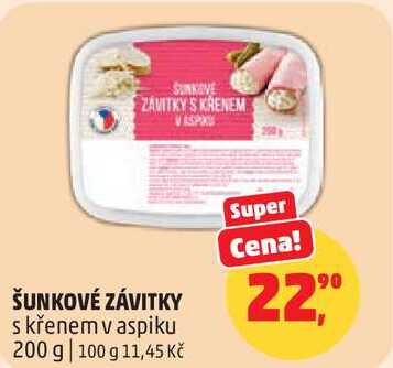 ŠUNKOVÉ ZÁVITKY s křenem v aspiku, 200 g  