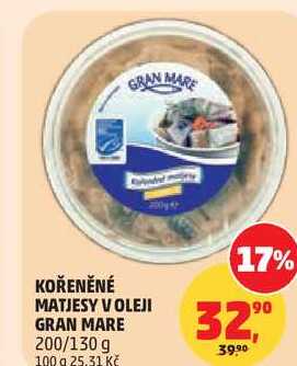 KOŘENĚNÉ MATJESY V OLEJI GRAN MARE, 200/130 g   