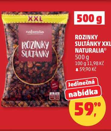 ROZINKY SULTÁNKY XXL NATURALIA, 500 g