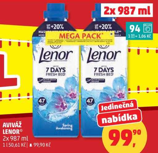 AVIVÁŽ LENOR, 2x 987 ml Penny Market