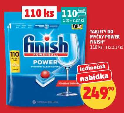 TABLETY DO MYČKY POWER FINISH, 110 ks Penny Market