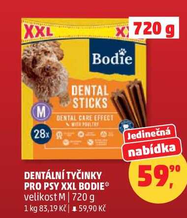 DENTÁLNÍ TYČINKY PRO PSY XXL BODIE velikost M, 720 g