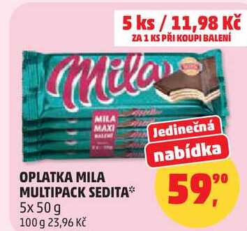 OPLATKA MILA MULTIPACK SEDITA, 5x 50 g 