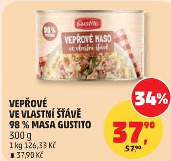 VEPŘOVÉ VE VLASTNÍ ŠŤÁVĚ 98 % MASA GUSTITO, 300 g