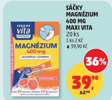 SÁČKY MAGNÉZIUM 400 MG MAXI VITA, 20 ks Penny Market