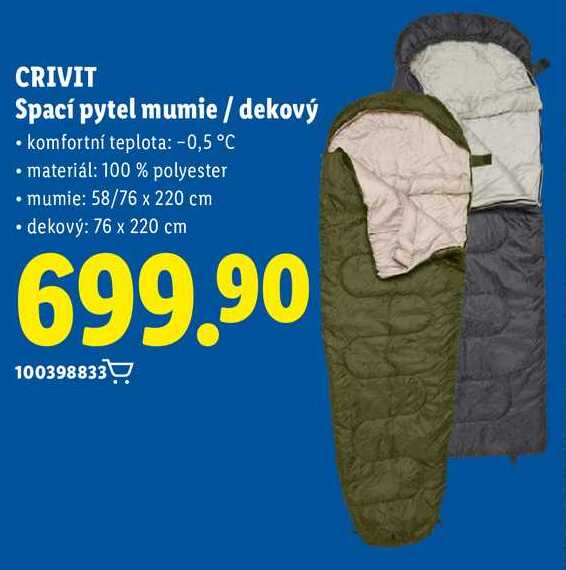 CRIVIT Spací pytel mumie/dekový