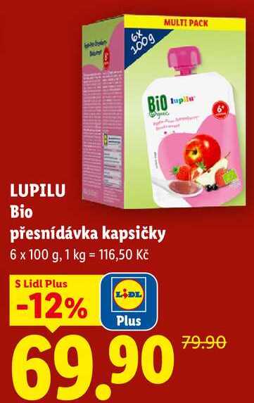 LUPILU Bio přesnídávka kapsičky, 6x 100 g Lidl
