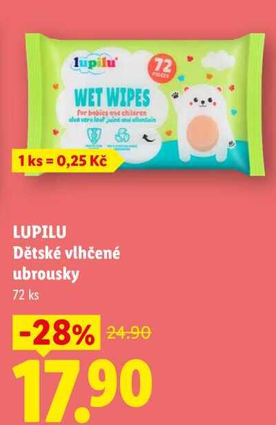 LUPILU Dětské vlhčené ubrousky, 72 ks Lidl