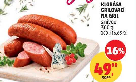 KLOBÁSA GRILOVACÍ NA GRIL s nivou, 300 g