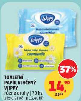 TOALETNÍ PAPÍR VLHČENÝ WIPPY různé druhy, 70 ks