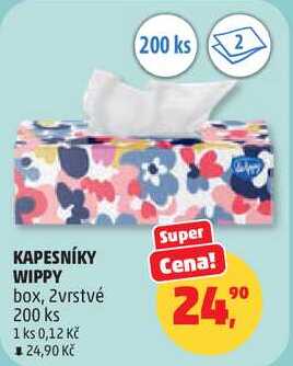 KAPESNÍKY WIPPY box, 2 vrstvé, 200 ks