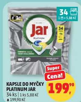 KAPSLE DO MYČKY PLATINUM JAR, 34 ks Penny Market