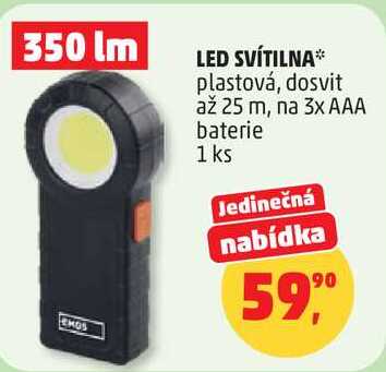 LED SVÍTILNA plastová, dosvit až 25 m, na 3x AAA baterie, 1 ks