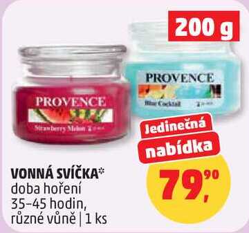 VONNÁ SVÍČKA doba hoření 35-45 hodin, různé vůně, 1 ks Penny Market