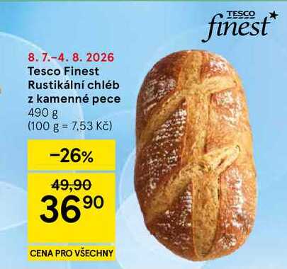Tesco Finest Rustikální chléb z kamenné pece, 490 g