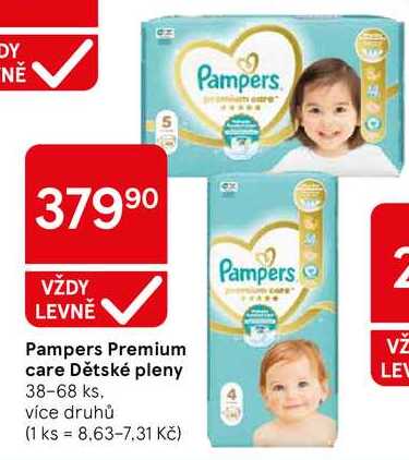 Pampers premium care Dětské pleny, 38-68 ks, více druhů Tesco