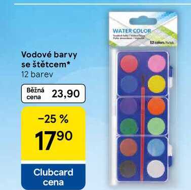 Vodové barvy se štětcem, 12 barev  