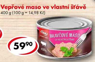 Vepřové maso ve vlastní šťávě, 400 g 