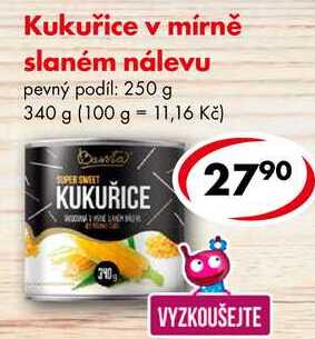 Kukuřice v mírně slaném nálevu, 340 g