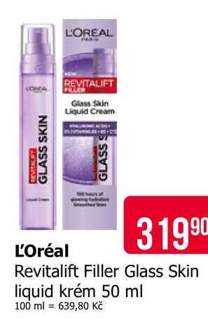 L'OREAL Revitalift Filler Glass Skin liquid krém 50 ml Teta drogerie