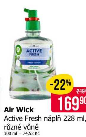 Air Wick Active Fresh náplň 228 ml, různé vůně
