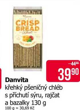 Danvita křehký pšeničný chléb s příchutí sýru, rajčat a bazalky 130 g