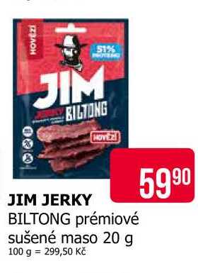 JIM JERKY BILTONG prémiové sušené maso 20 g 