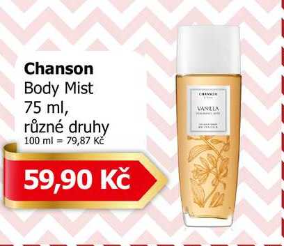 Chanson Body Mist 75 ml, různé druhy