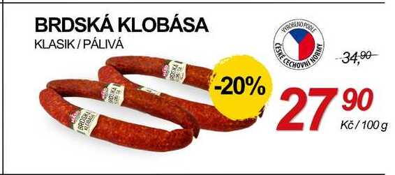 BRDSKÁ KLOBÁSA KLASIK/PÁLIVÁ, 100 g