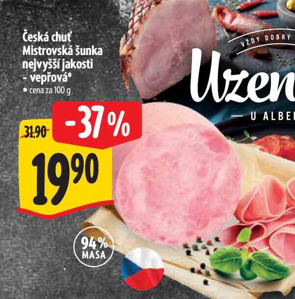 Česká chuť Mistrovská šunka nejvyšší jakosti 100 g