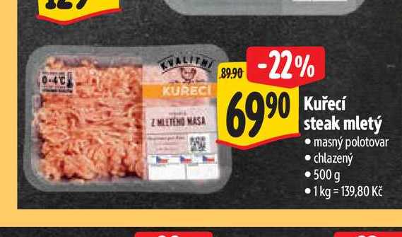 Kuřecí steak mletý 500 g