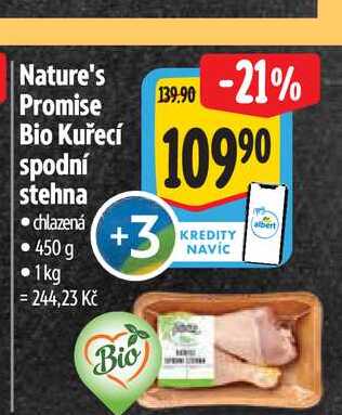 Nature's Promise Bio Kuřecí spodní stehna 450 g