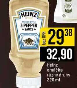Heinz omáčka různé druhy 220 ml