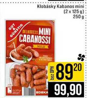 Klobásky Kabanos mini (2 x 125 g) 250g