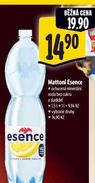 Mattoni Esence ochucená minerální voda bez cukru a sladidel 1,5 l